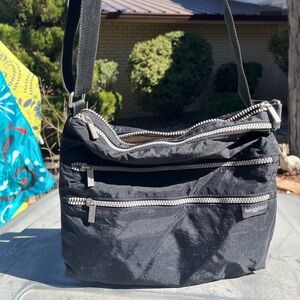 Baggallini Black Bag with Silver Zipper Details